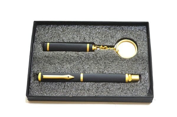 Stylish metal black and Gold mix pen & keychain combo with name or logo print - Image 4