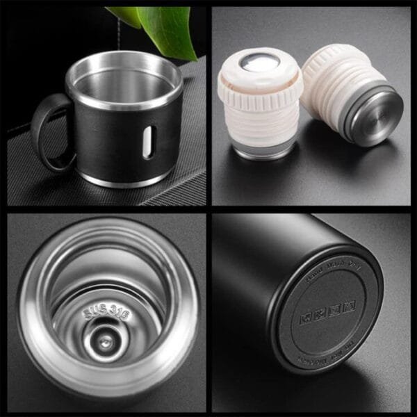Black Color Flask Set with 3 Cups with Brand or Name or Logo Customization - Image 2