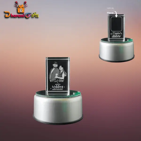 Custom 3D crystal frame with engraved photo and personalized design- Personalized 3D crystal photo frame with laser-etched image"
